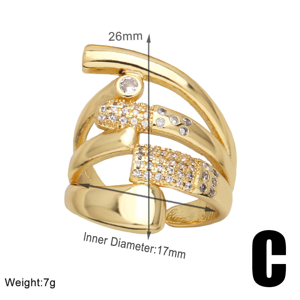 Wholesale Modern Style Simple Style Heart Shape Copper Plating Inlay 18K Gold Plated Zircon Rings