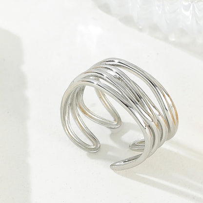 Stainless Steel Casual Roman Style Solid Color Open Rings