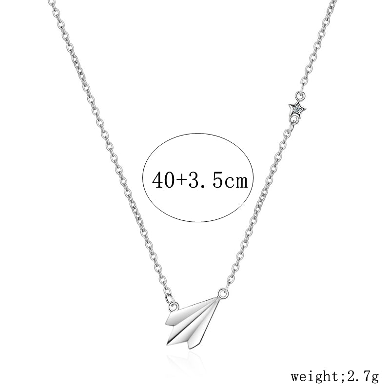 Sterling Silver Casual Fish Tail Inlay Artificial Crystal Pendant Necklace