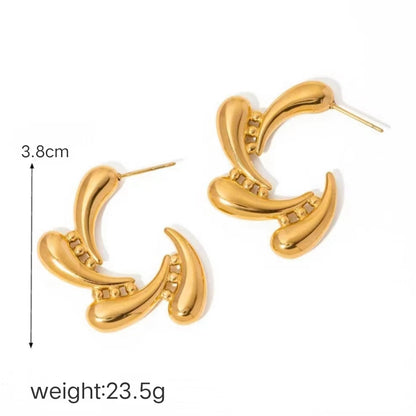 1 Pair Simple Style C Shape Plating Stainless Steel 18K Gold Plated Ear Studs