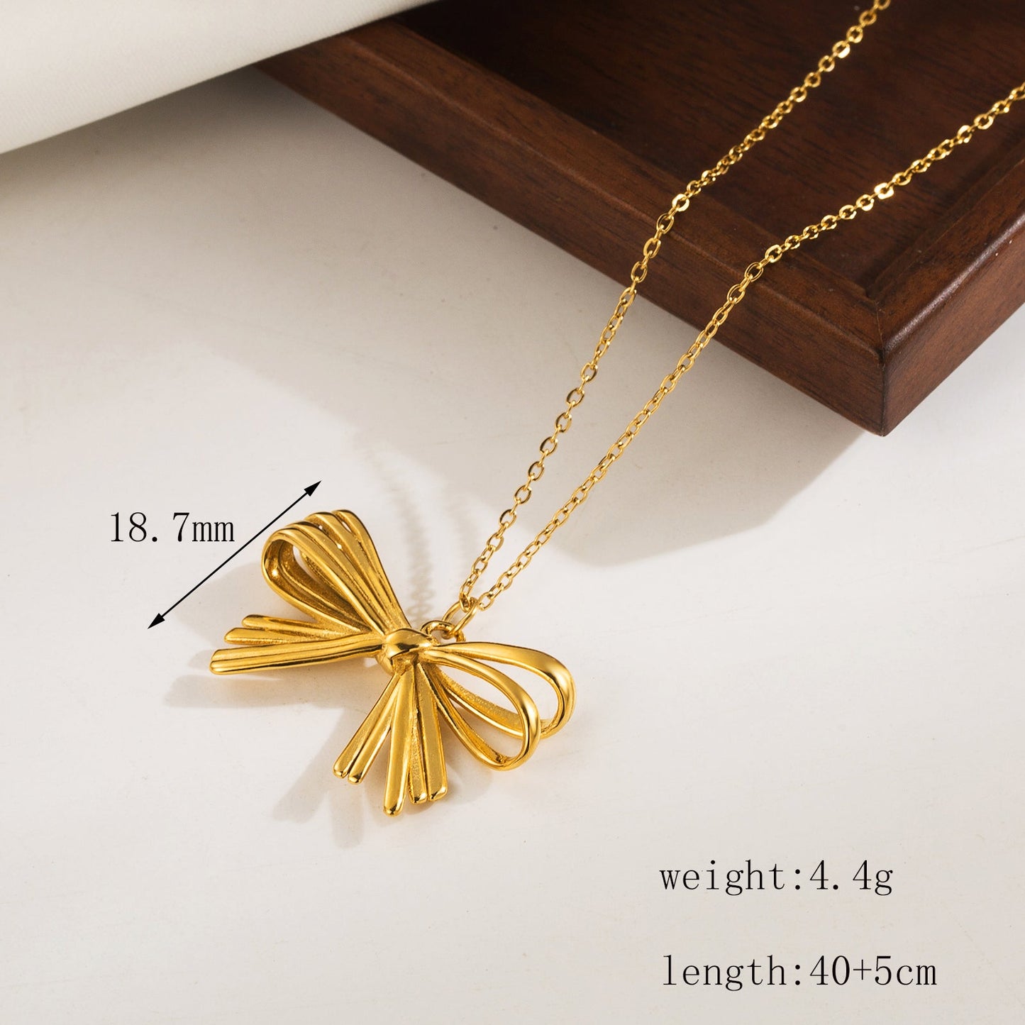 Stainless Steel 14K Gold Plated Romantic Sweet Bow Knot Pendant Necklace Necklace Pendant