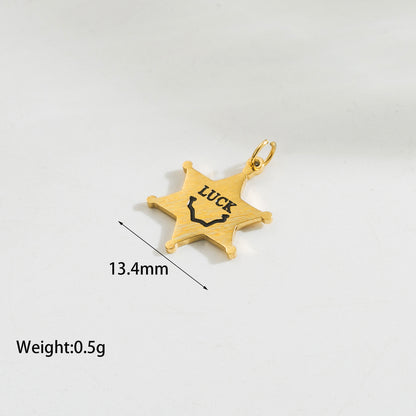 1 Piece 12.65mm Diameter 13.4mm Diameter 15.04mm Diameter Hole 1~1.9mm Stainless Steel Zircon 14K Gold Plated Devil'S Eye Star Polished Pendant