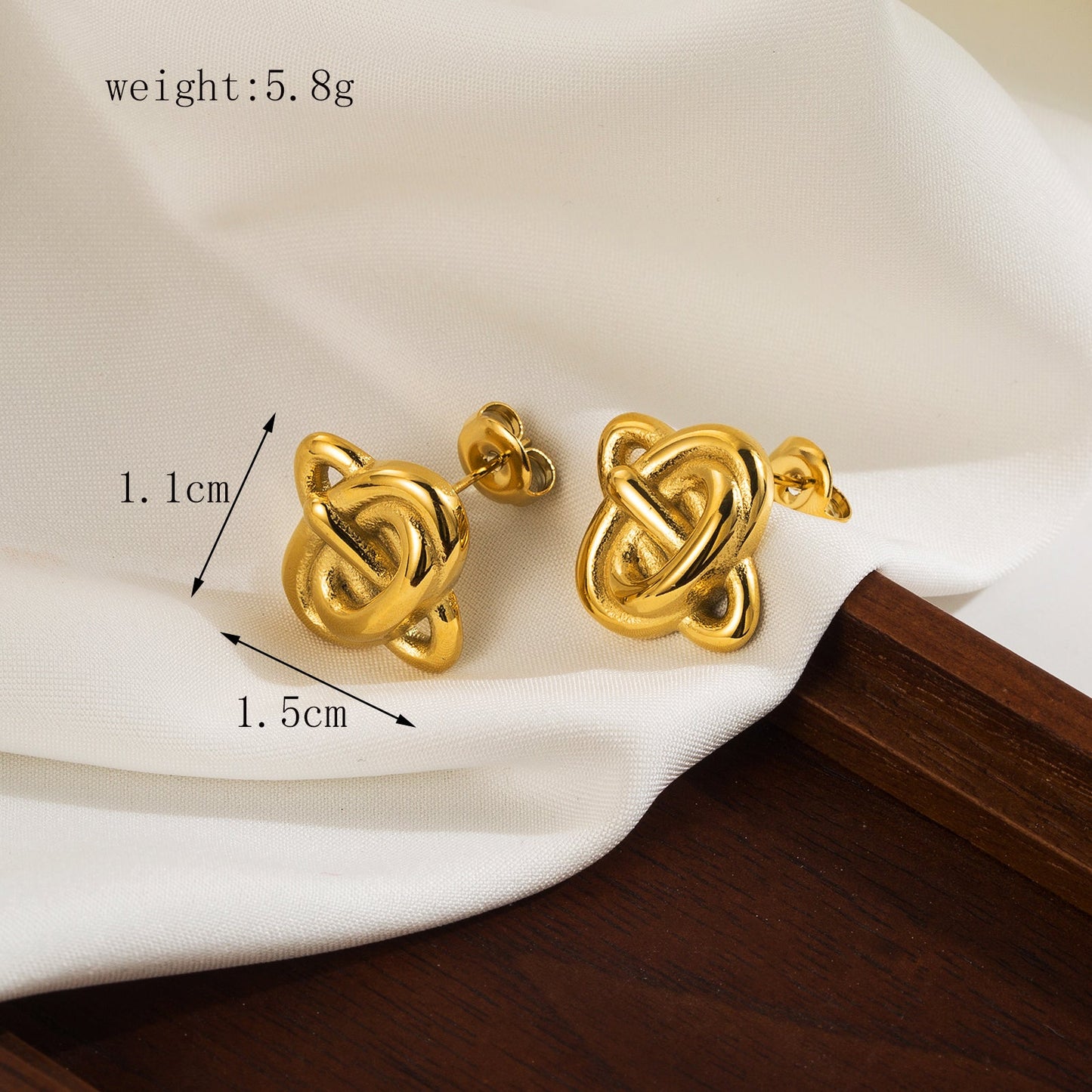 1 Pair Sweet Simple Style Heart Shape Knot Hollow Out Stainless Steel 14K Gold Plated Drop Earrings