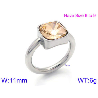 Stainless Steel 18K Gold Plated Simple Style Classic Style Square Plating Inlay Artificial Crystal Rings