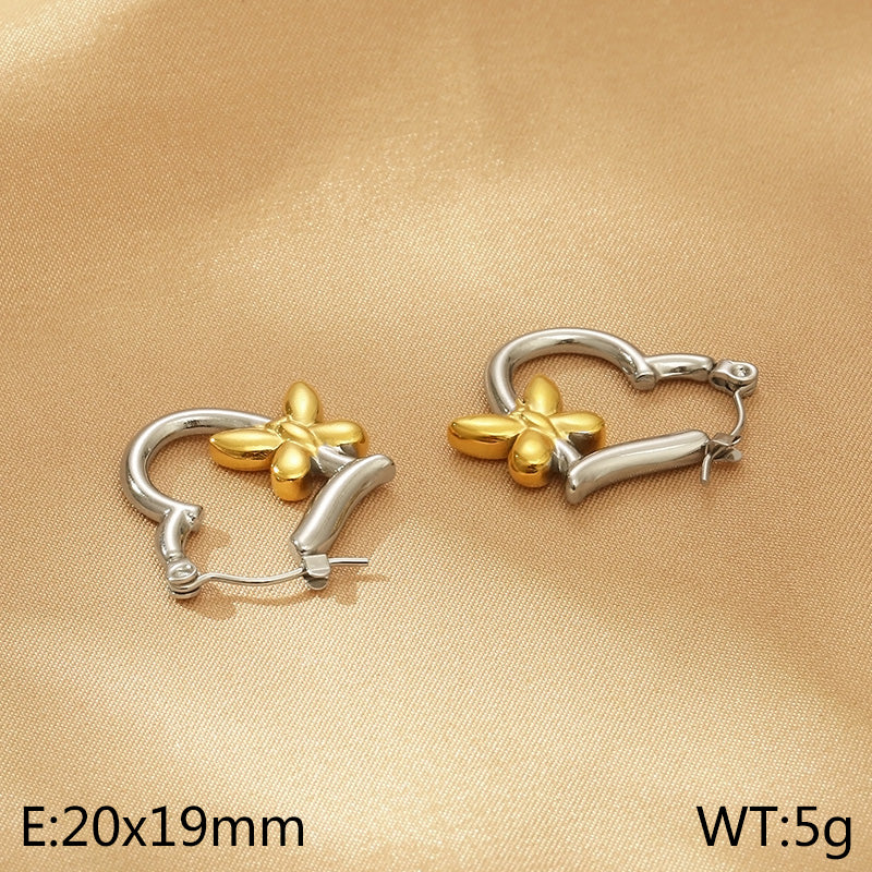 1 Pair Simple Style Flower Stainless Steel Earrings