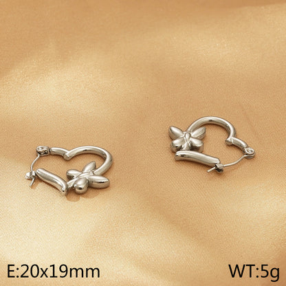 1 Pair Simple Style Flower Stainless Steel Earrings