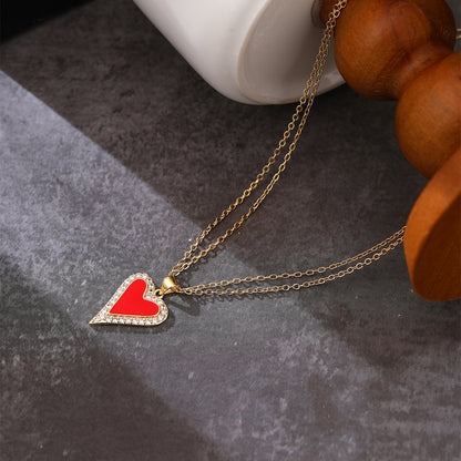 Simple Style Shiny Heart Shape Copper Zircon Pendant Necklace In Bulk