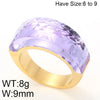 Stainless Steel 18K Gold Plated Basic Color Block Plating Inlay Glass Stone Rings