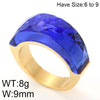 Stainless Steel 18K Gold Plated Basic Color Block Plating Inlay Glass Stone Rings