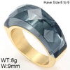 Stainless Steel 18K Gold Plated Basic Color Block Plating Inlay Glass Stone Rings