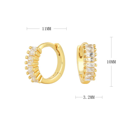 1 Pair Simple Style Classic Style Round Lattice Plating Inlay Sterling Silver Zircon 18K Gold Plated Rhodium Plated Silver Plated Earrings