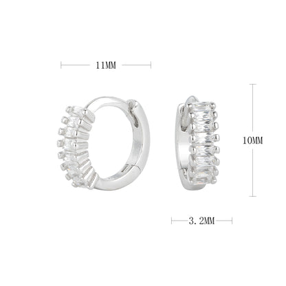 1 Pair Simple Style Classic Style Round Lattice Plating Inlay Sterling Silver Zircon 18K Gold Plated Rhodium Plated Silver Plated Earrings