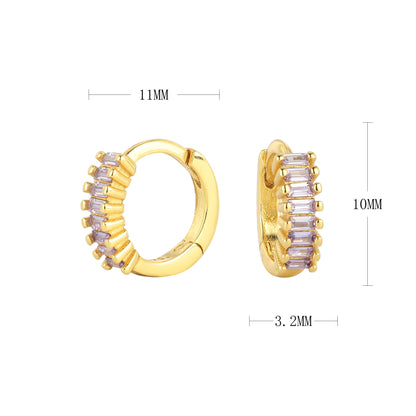 1 Pair Simple Style Classic Style Round Lattice Plating Inlay Sterling Silver Zircon 18K Gold Plated Rhodium Plated Silver Plated Earrings