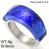 Stainless Steel 18K Gold Plated Basic Color Block Plating Inlay Glass Stone Rings