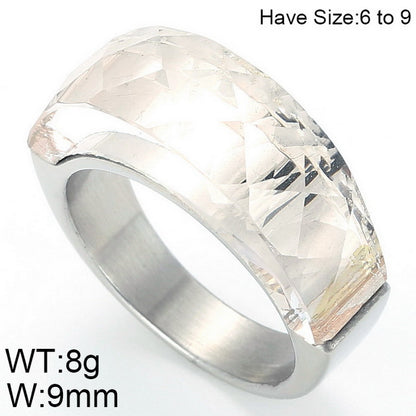 Stainless Steel 18K Gold Plated Basic Color Block Plating Inlay Glass Stone Rings