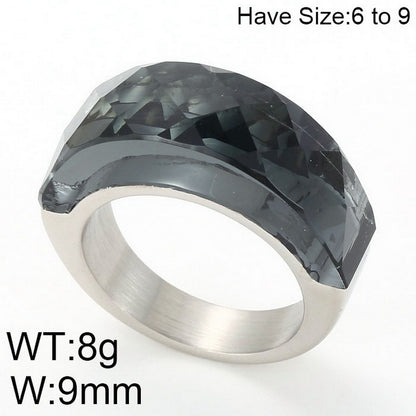 Stainless Steel 18K Gold Plated Basic Color Block Plating Inlay Glass Stone Rings