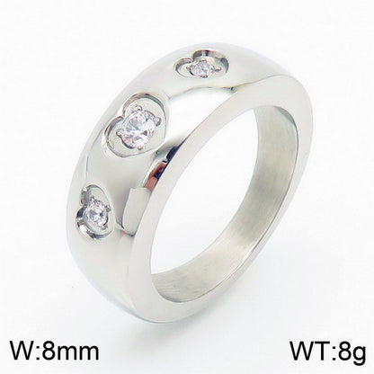 Stainless Steel 18K Gold Plated Simple Style Classic Style Heart Shape Plating Inlay Rhinestones Rings