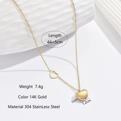 304 Stainless Steel 14K Gold Plated Elegant Romantic Classic Style Plating Heart Shape Double Layer Necklaces