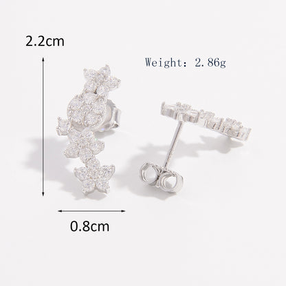 1 Pair Elegant Glam Luxurious Star Plating Inlay Sterling Silver Zircon White Gold Plated Ear Studs