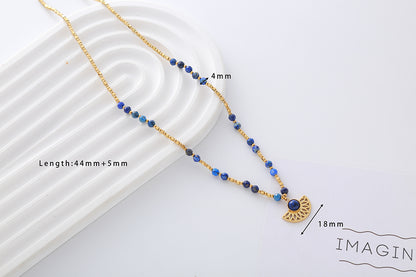 Stainless Steel Moonstone Shell 18K Gold Plated Simple Style Classic Style Color Block Beaded Plating Necklace