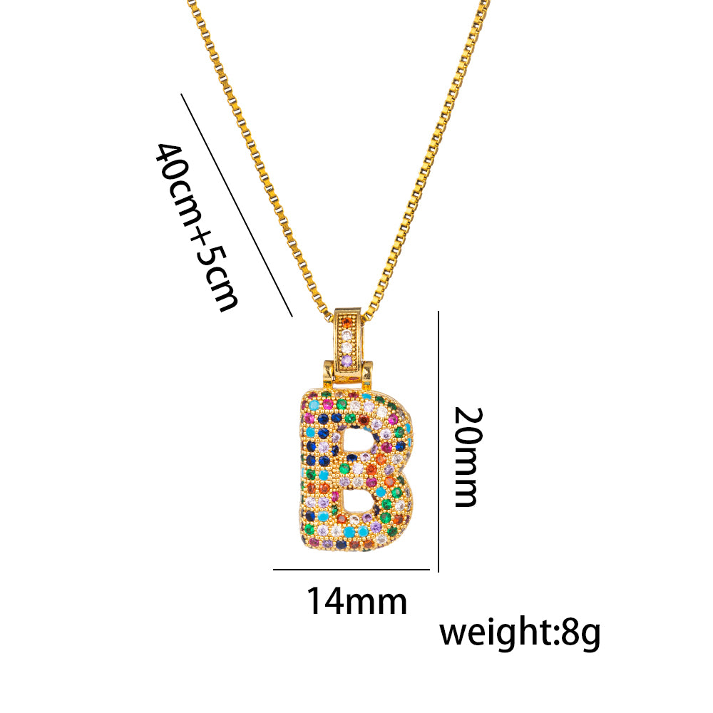 Titanium Steel 18K Gold Plated Simple Style Inlay Letter Zircon Pendant Necklace