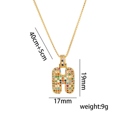 Titanium Steel 18K Gold Plated Simple Style Inlay Letter Zircon Pendant Necklace