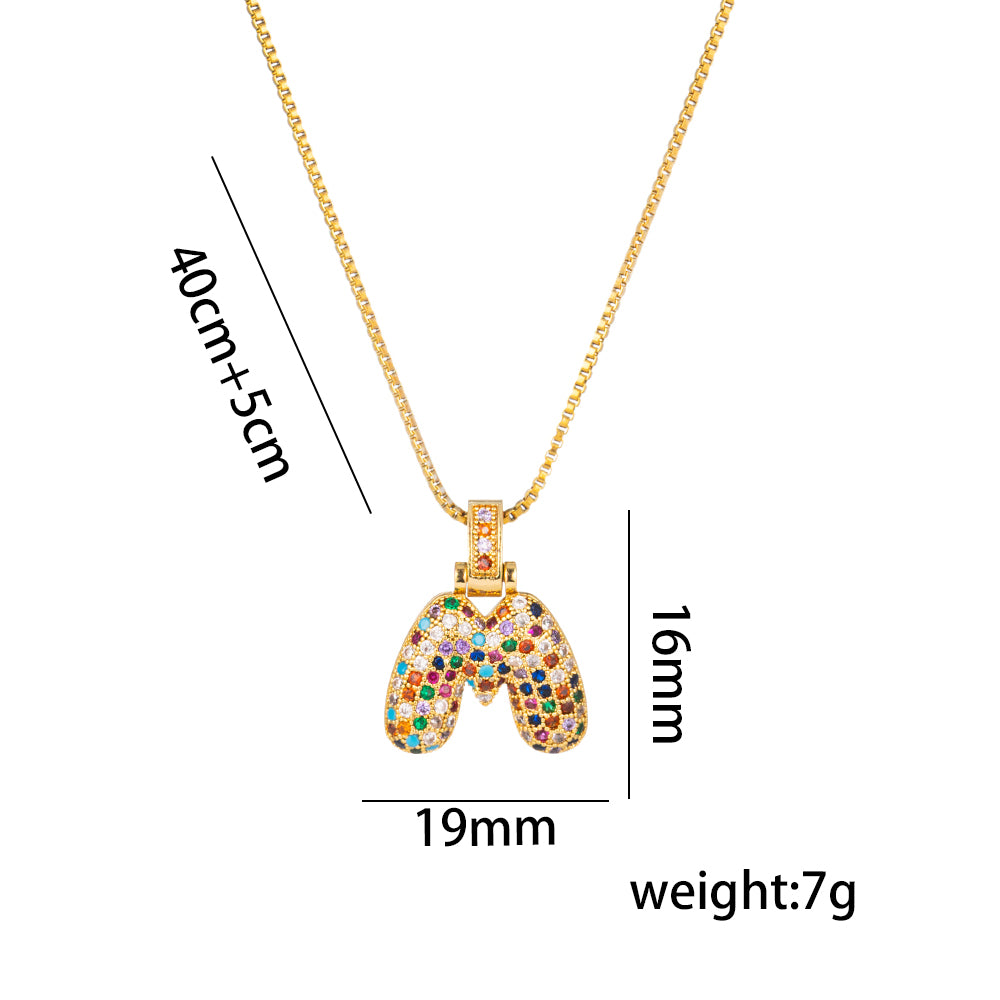 Titanium Steel 18K Gold Plated Simple Style Inlay Letter Zircon Pendant Necklace