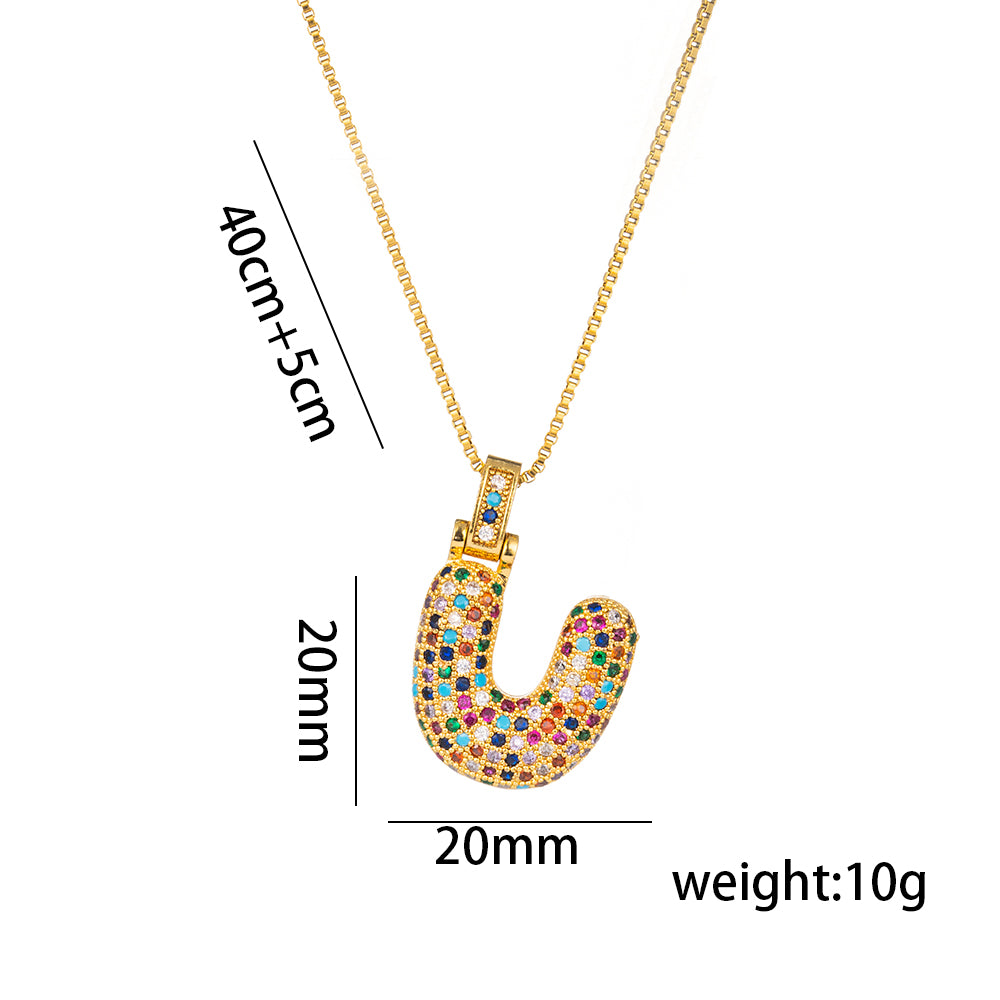 Titanium Steel 18K Gold Plated Simple Style Inlay Letter Zircon Pendant Necklace