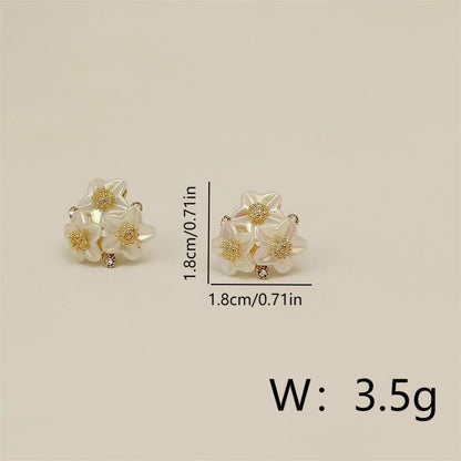 1 Pair Vintage Style Flower Plating Inlay Copper Zircon 18K Gold Plated Ear Studs