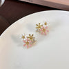 1 Pair Vintage Style Simple Style Flower Inlay Copper Zircon Ear Studs