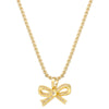 Copper 18K Gold Plated Elegant Bow Knot Inlay Zircon Pendant Necklace