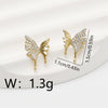 1 Pair Casual Simple Style Butterfly Plating Inlay Copper Zircon 18K Gold Plated Ear Studs