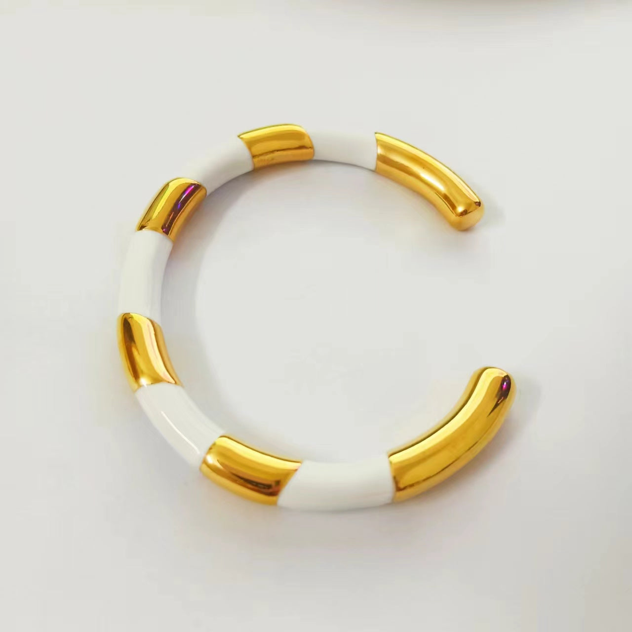 Titanium Steel 18K Gold Plated Retro Geometric Plating Bangle