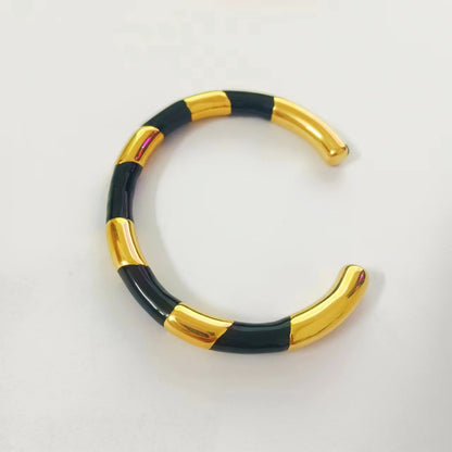 Titanium Steel 18K Gold Plated Retro Geometric Plating Bangle