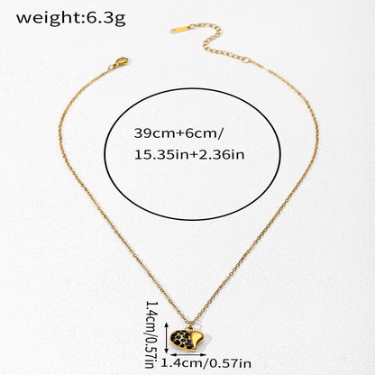 304 Stainless Steel 18K Gold Plated Simple Style Classic Style Plating Inlay Heart Shape Zircon Pendant Necklace