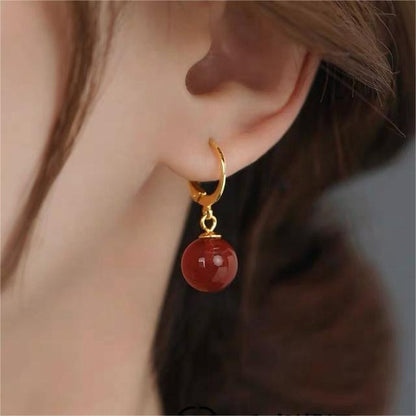 1 Pair Elegant Round Agate Wholesale Drop Earrings