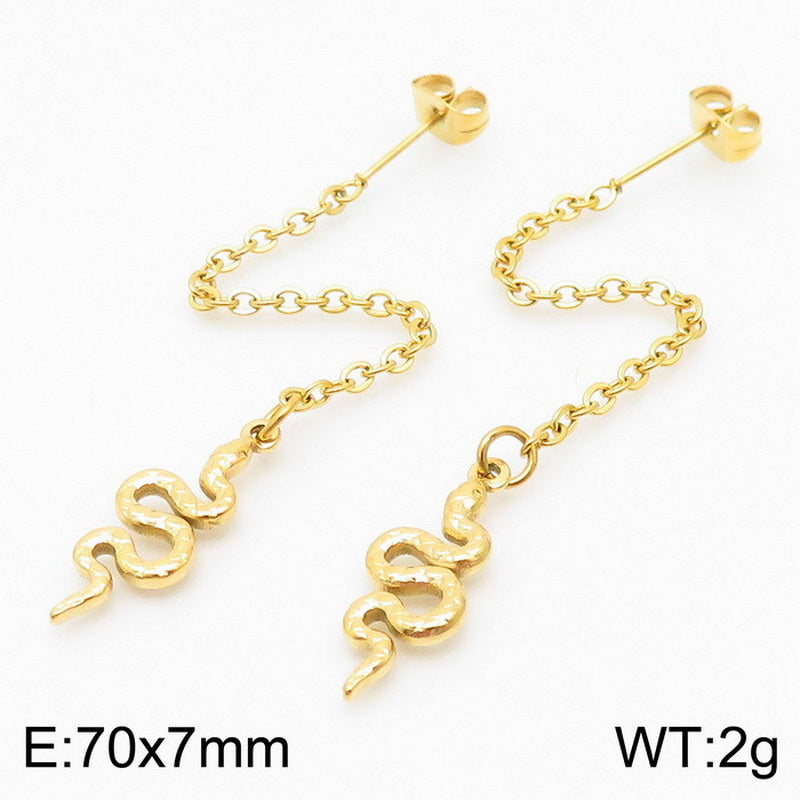 1 Pair Simple Style Classic Style Snake Plating Stainless Steel 18K Gold Plated Drop Earrings