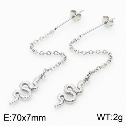 1 Pair Simple Style Classic Style Snake Plating Stainless Steel 18K Gold Plated Drop Earrings