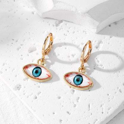 1 Pair Vintage Style Simple Style Eye Plating Alloy Glass Silver Plated Drop Earrings