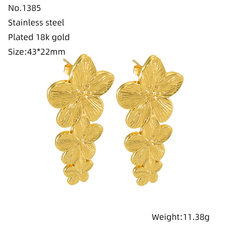 1 Pair Simple Style Classic Style Solid Color Plating Stainless Steel Gold Plated Ear Studs