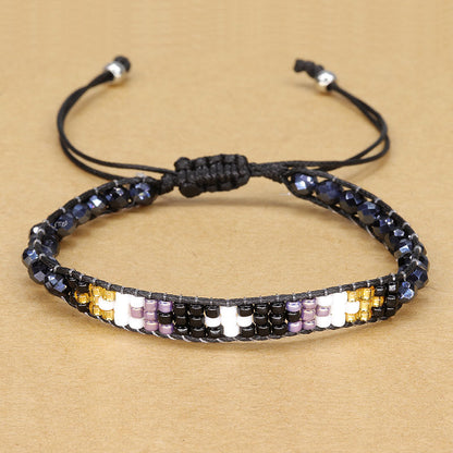 Simple Style Classic Style Color Block Bead Wax Line Crystal Beaded Women's Bracelets