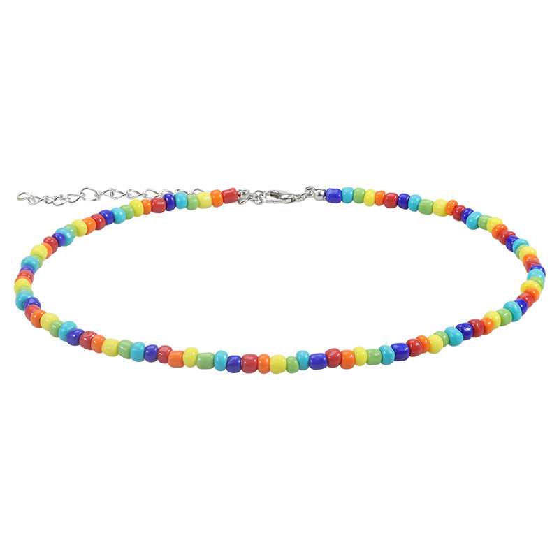 Pastoral Color Block Plastic Resin Beaded Women's Necklace