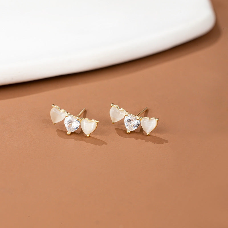 1 Pair Sweet Flower Inlay Copper Zircon Ear Studs