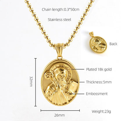 Stainless Steel Titanium Steel Retro Cartoon Character Plating Pendant Necklace