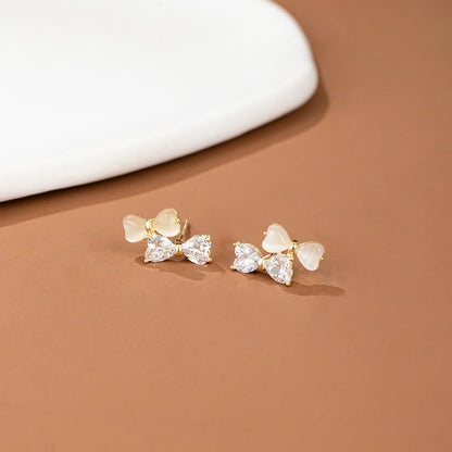 1 Pair Sweet Flower Inlay Copper Zircon Ear Studs