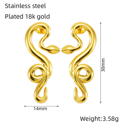 1 Pair Simple Style Classic Style Snake Plating Titanium Steel Ear Studs