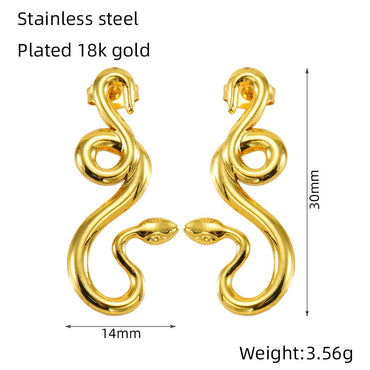 1 Pair Simple Style Classic Style Snake Plating Titanium Steel Ear Studs