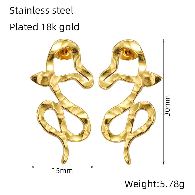 1 Pair Simple Style Classic Style Snake Plating Titanium Steel Ear Studs