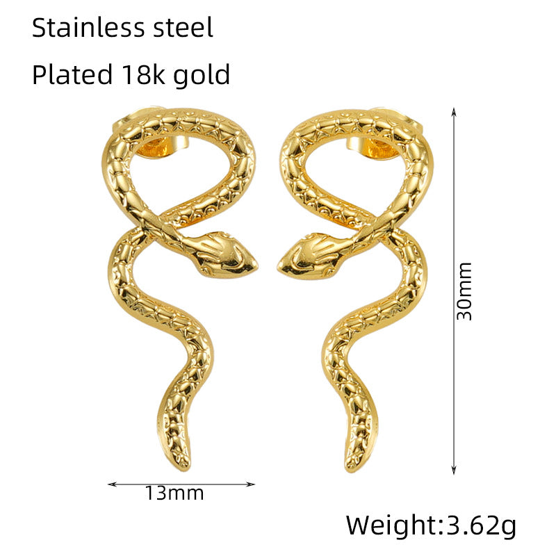 1 Pair Simple Style Classic Style Snake Plating Titanium Steel Ear Studs