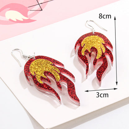 1 Pair Hip-hop Retro Punk Flame Stainless Steel Arylic Drop Earrings